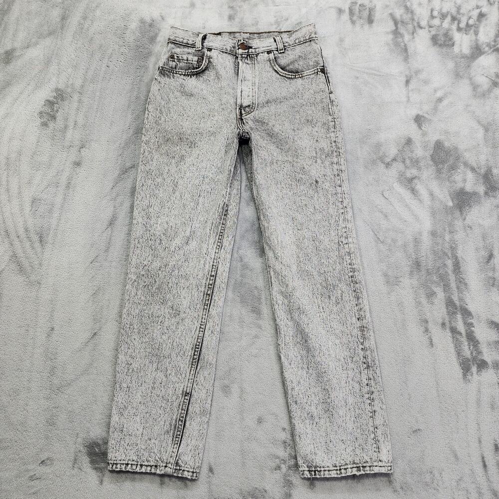 Vintage 80s Levi's Jeans Womens W28 L28 Black Acid Wash 701 Student Fit Straight